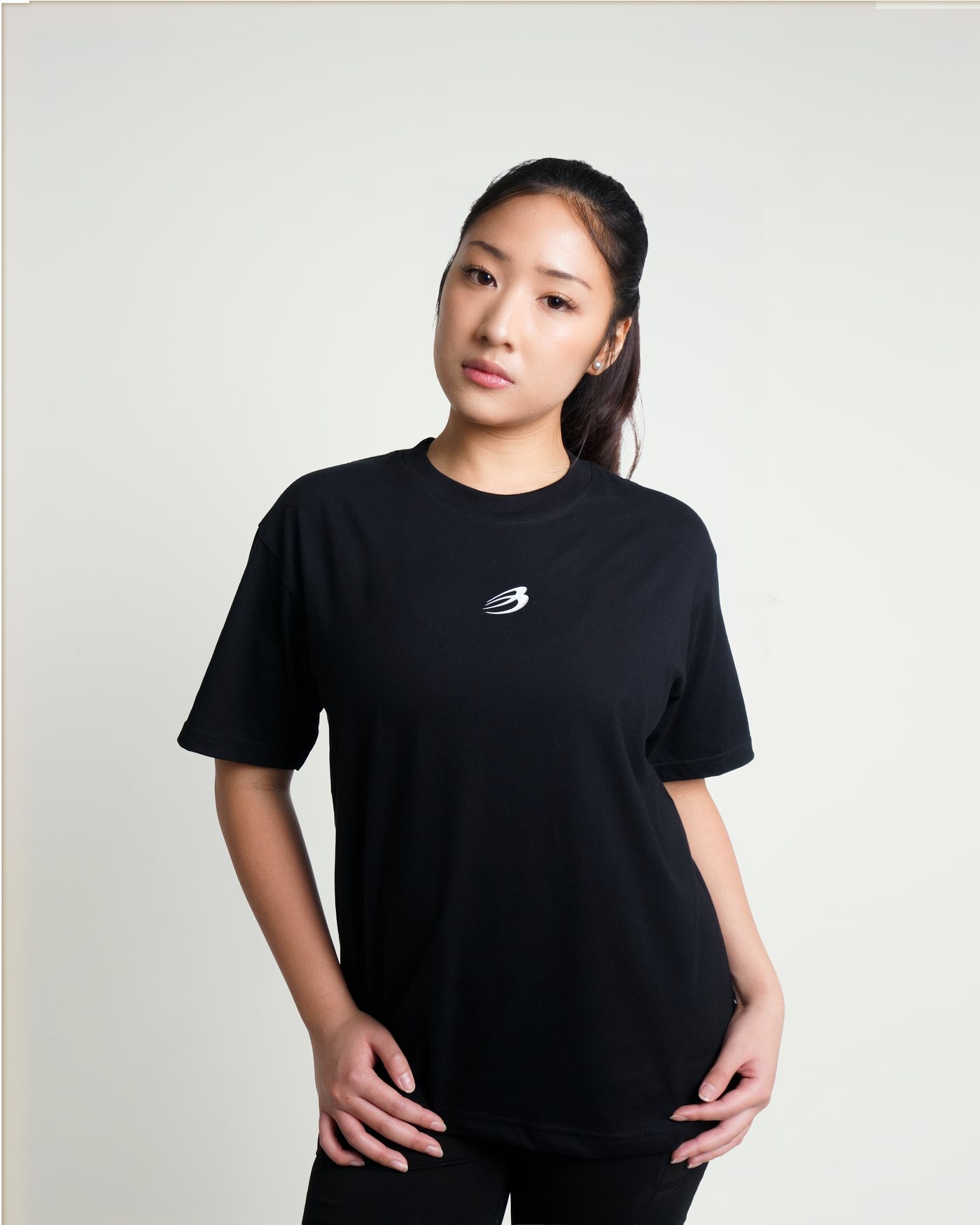 Black Iron tee, front, worn